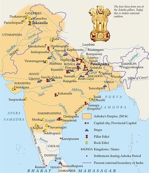 Samrat Ashoka Empire Map Maurya Empire & Ashoka - (321 To 185 B.c) - Wbpscupsc