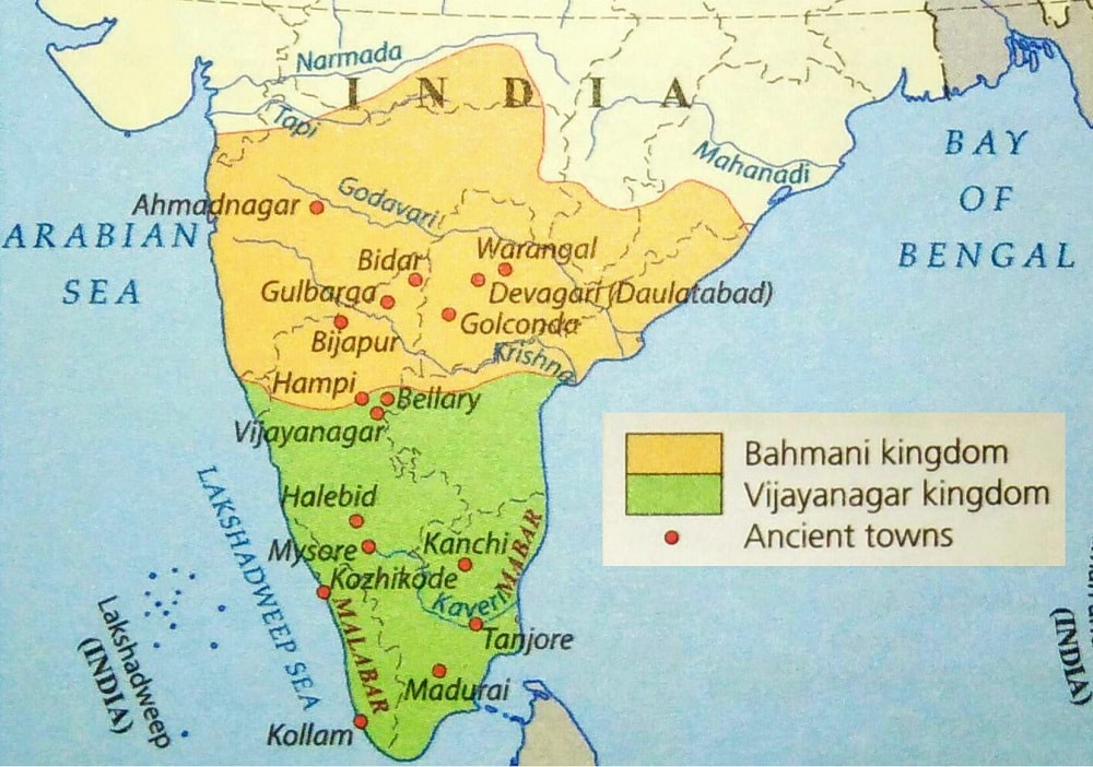 Vijaynagar In India Map Vijayanagar Empire (1336-1672) & Bahmani Sultanate