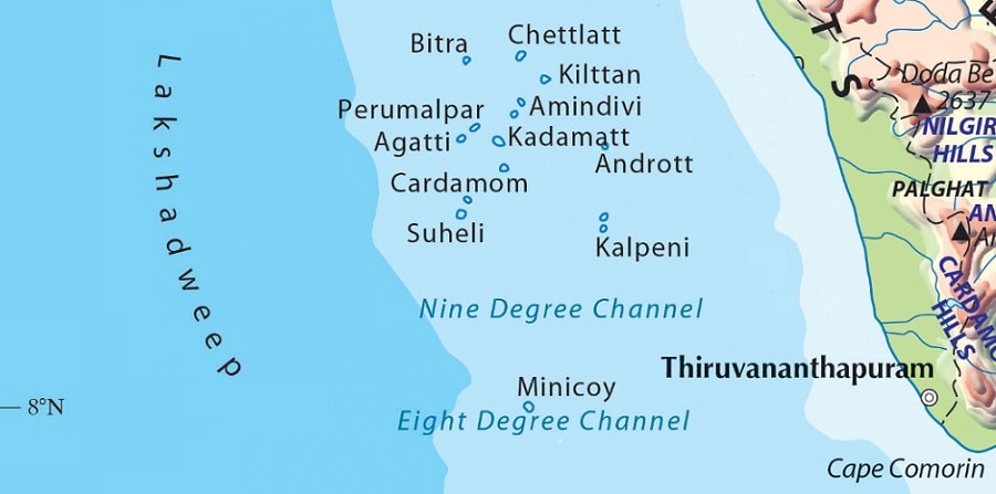 Laccadive Islands Map   Lakshadweep Map 