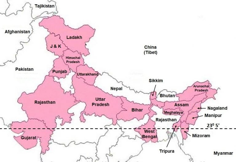 land-borders-of-india-15107-km-location-standard-time-ist